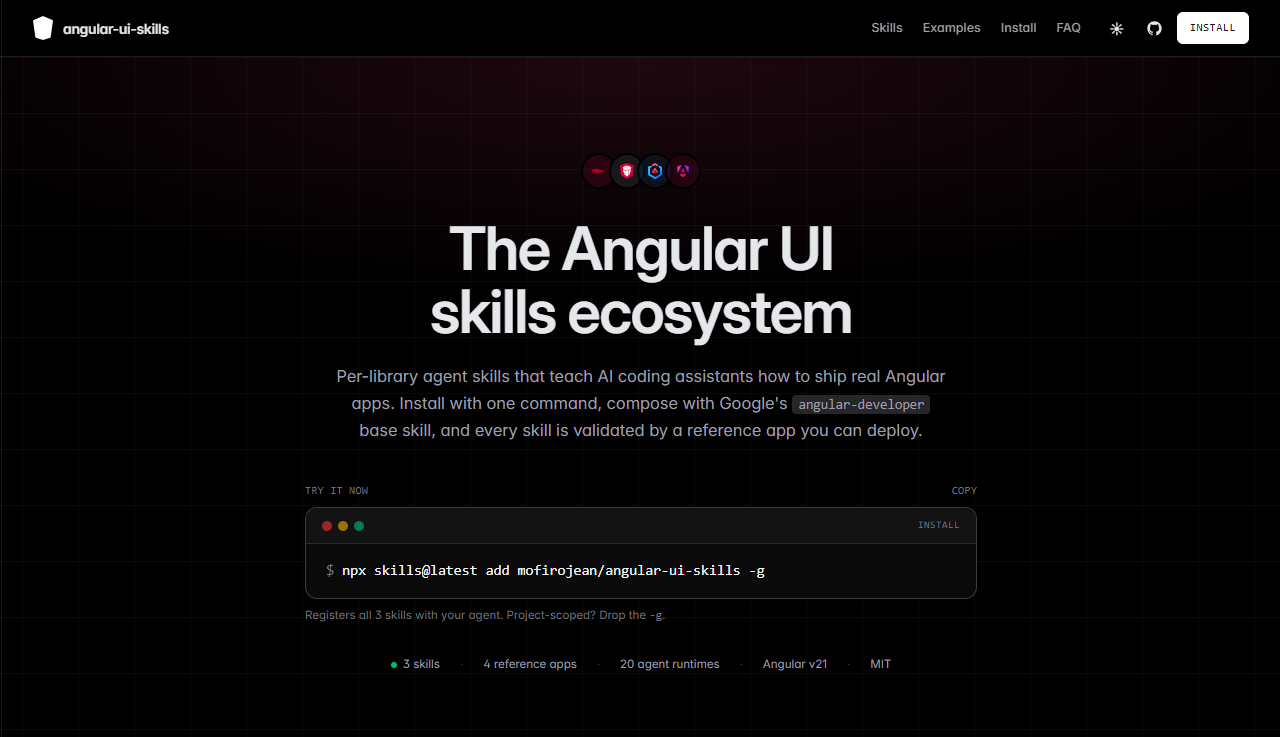 Angular UI Skills banner