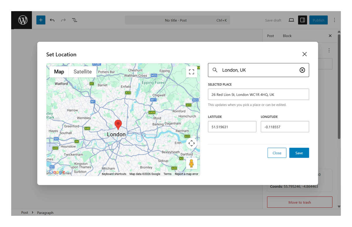 Set Location Modal – Choose a post location