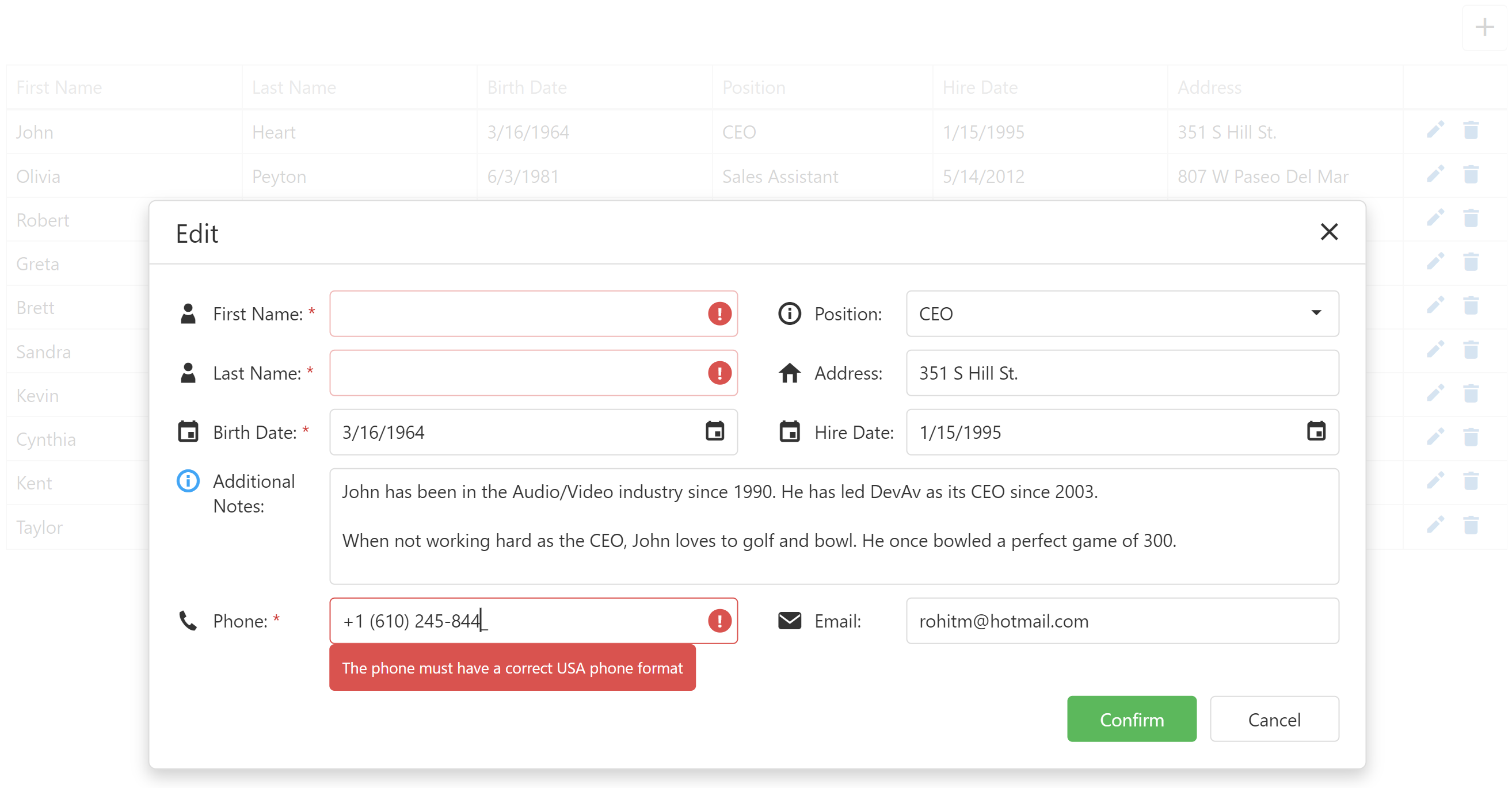 DataGrid for DevExtreme - How to implement a custom editing form using the Popup and Form components