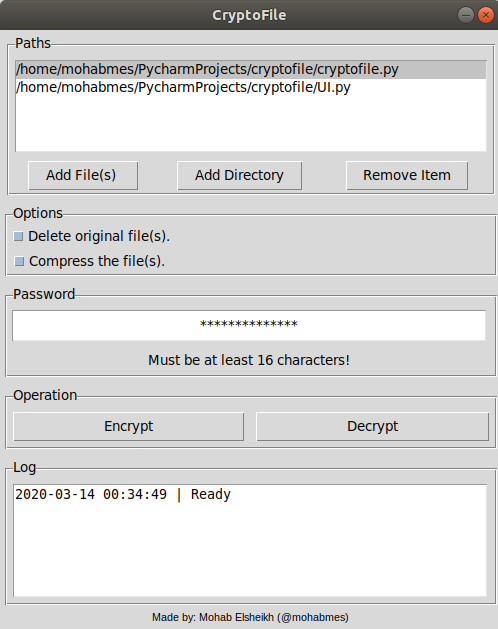 CryptoFile GUI