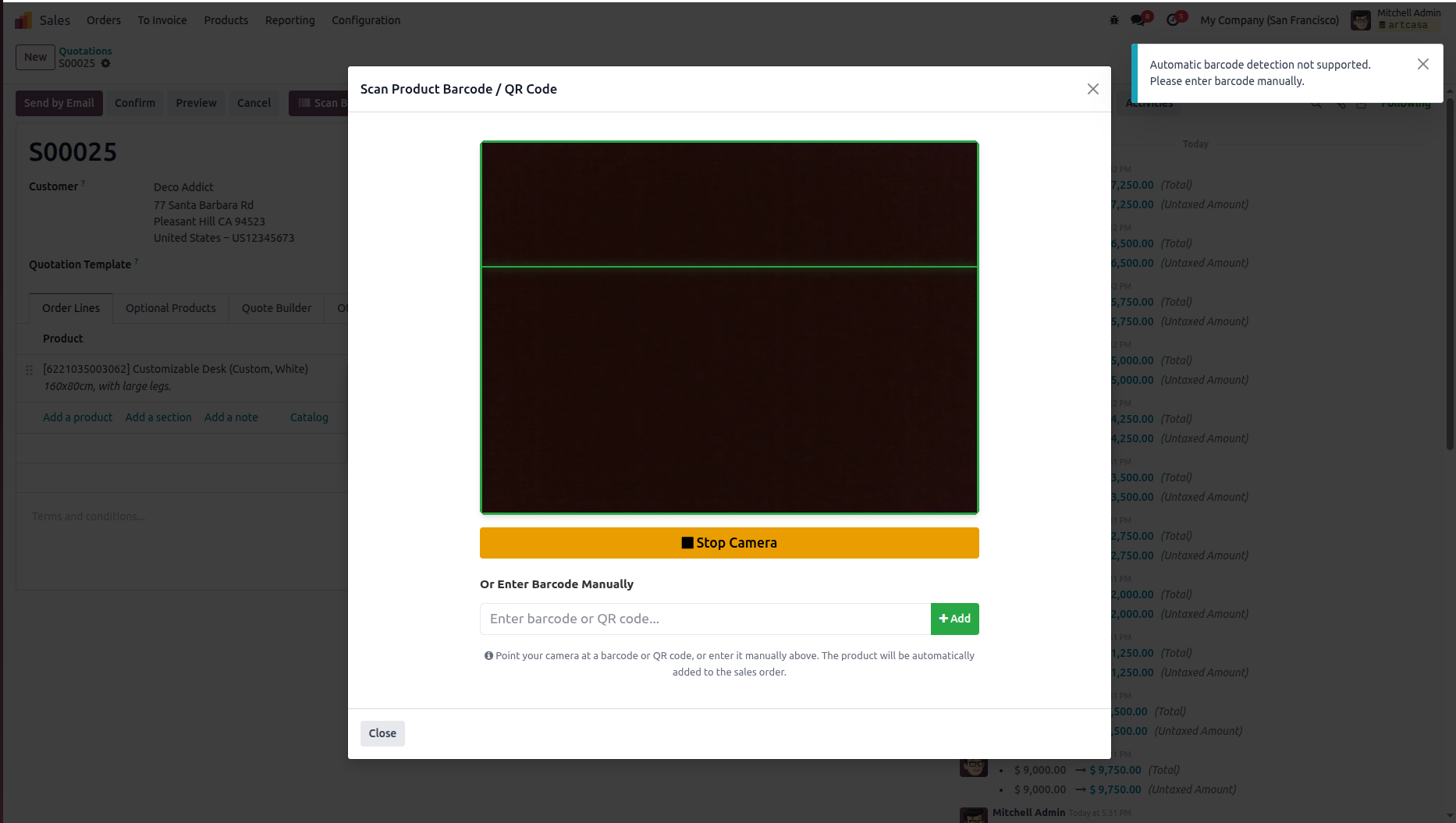 Barcode Scanner Dialog - Desktop