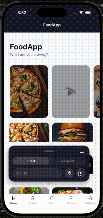 AI Support Agent navigating the app and resolving user issues end-to-end
