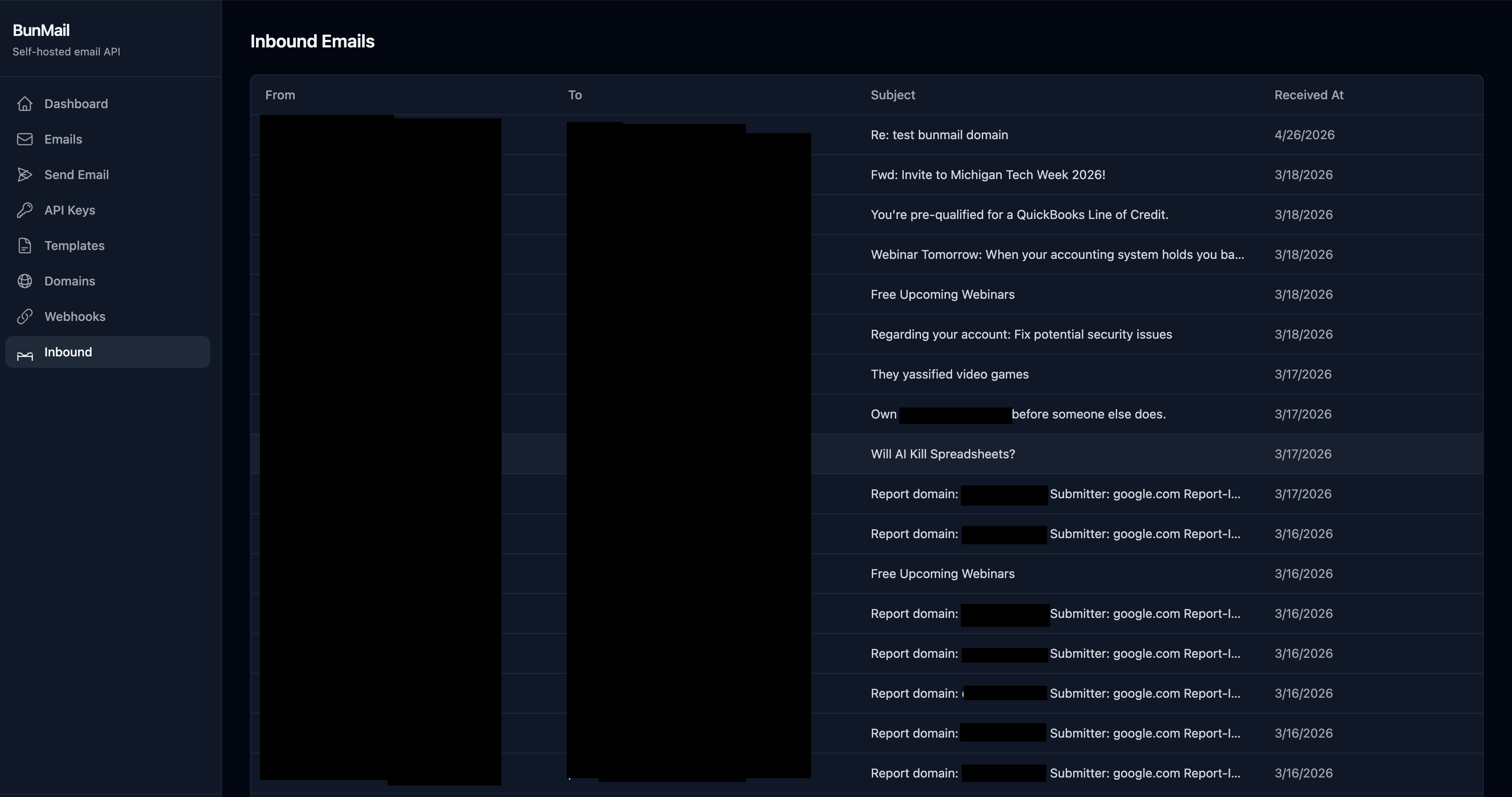 Inbound emails