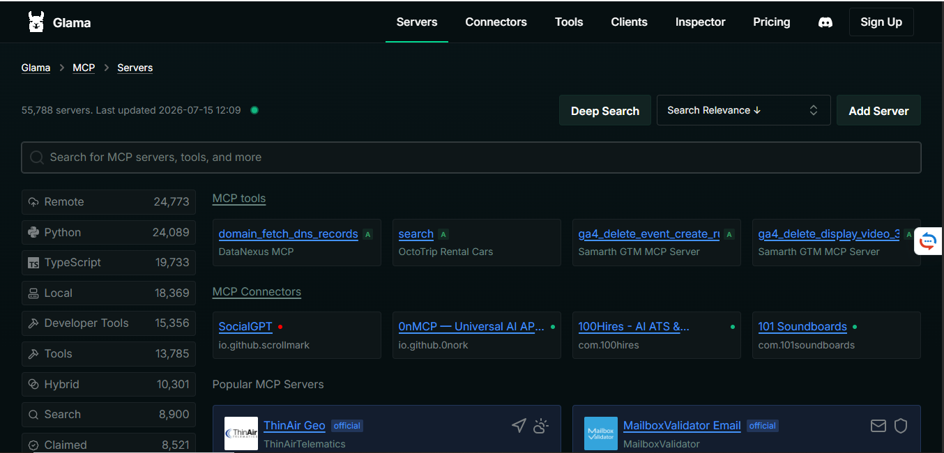 Glama MCP server directory