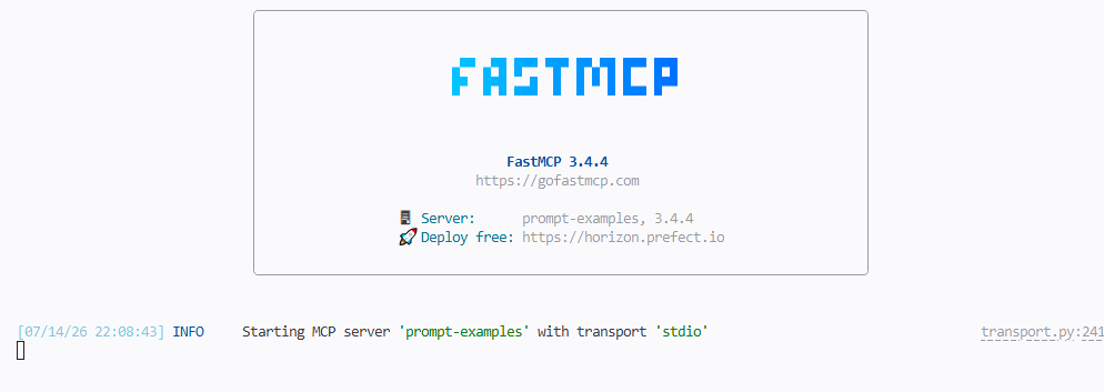 FastMCP server startup banner
