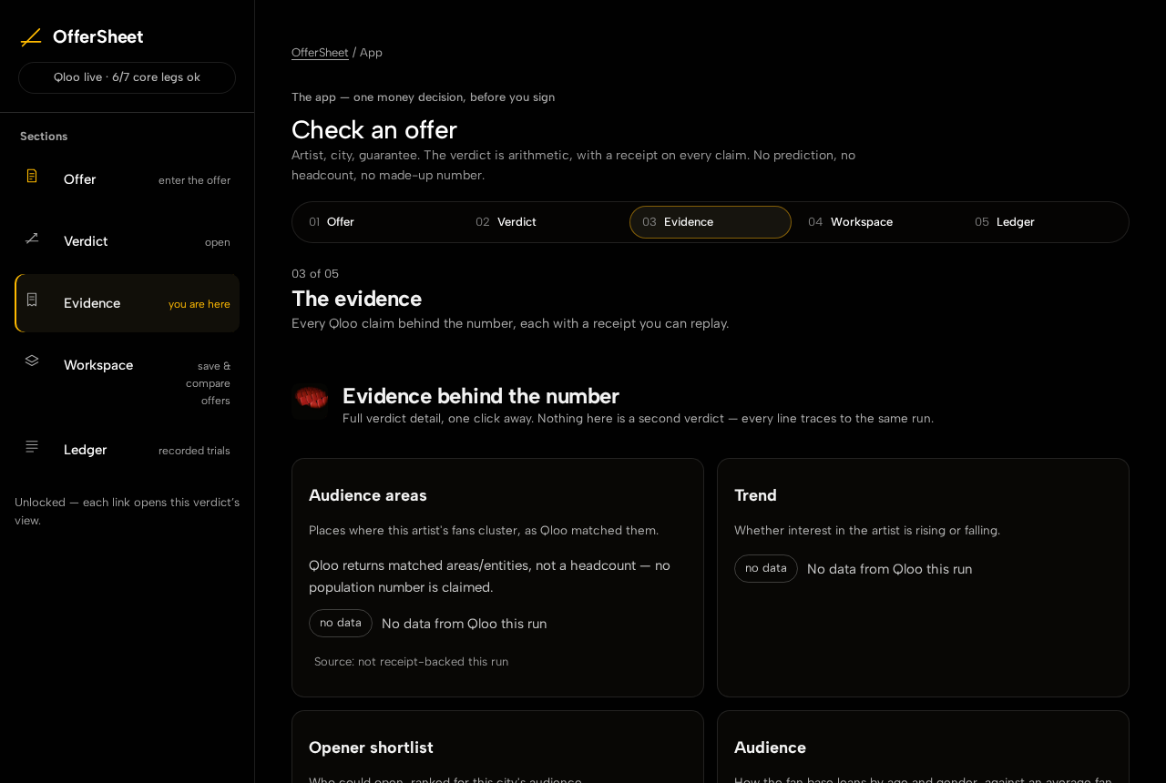 Evidence tab