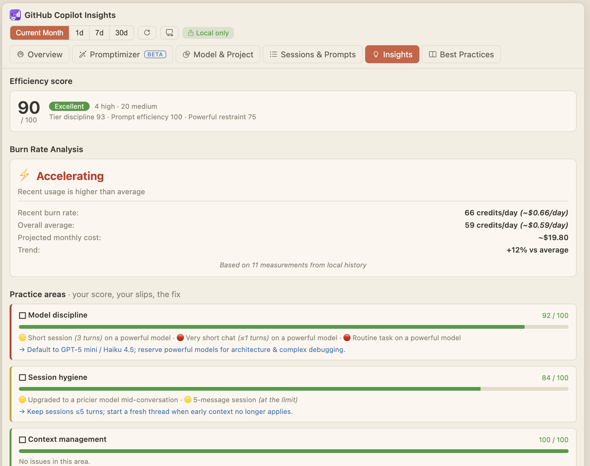 Insights tab