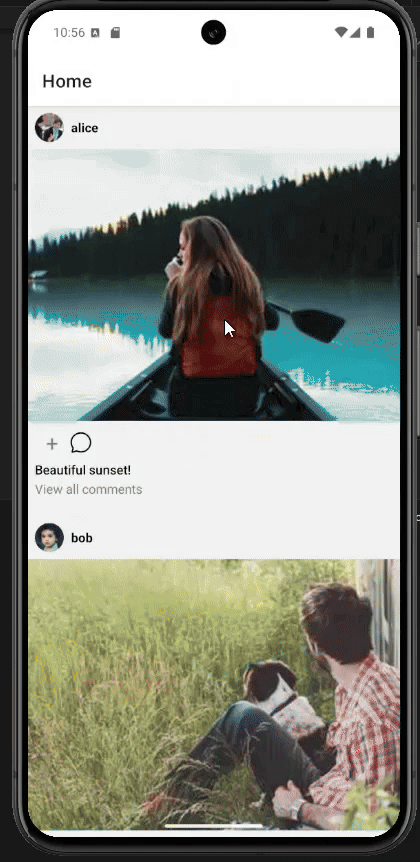 DoubleTapReaction Demo