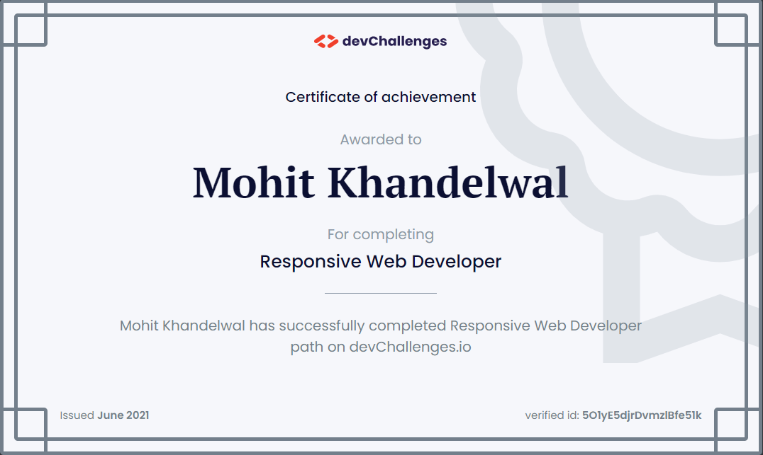 devchallenges responsive web developer certificate