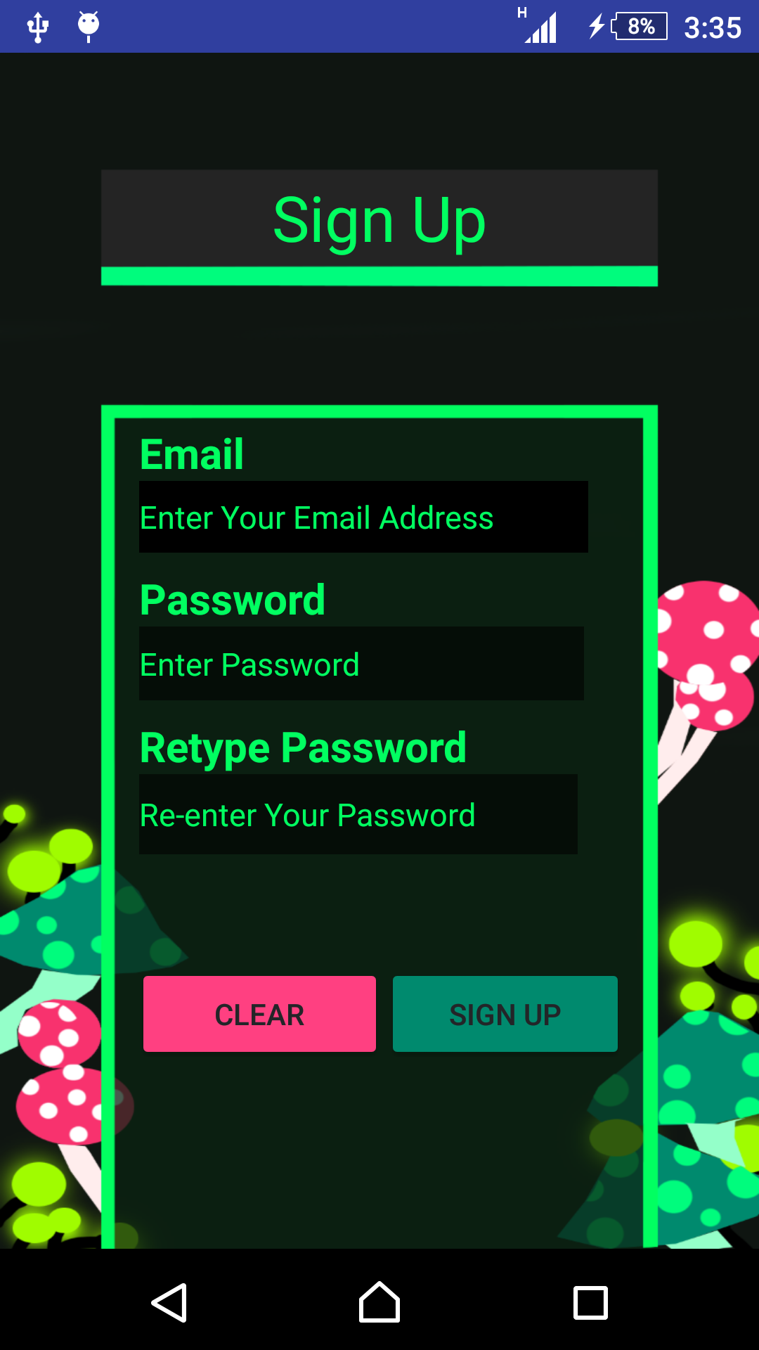 Signup screenshot