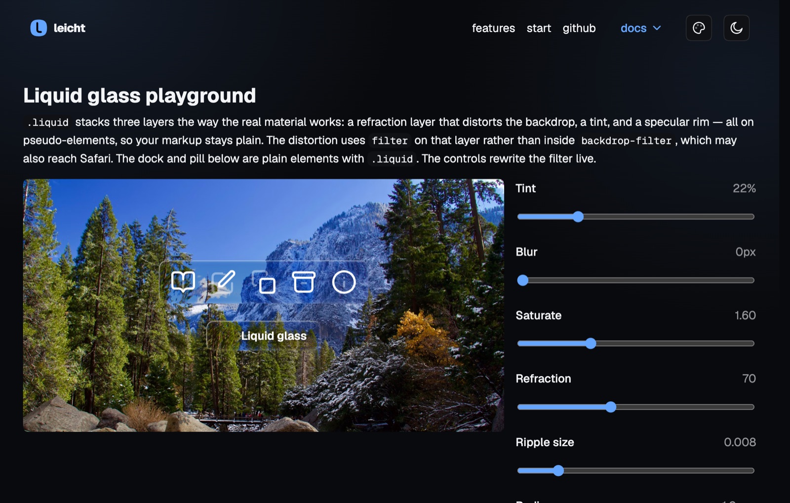 The liquid glass playground
