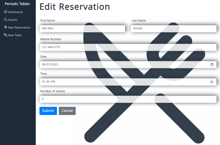 Edit Reservation