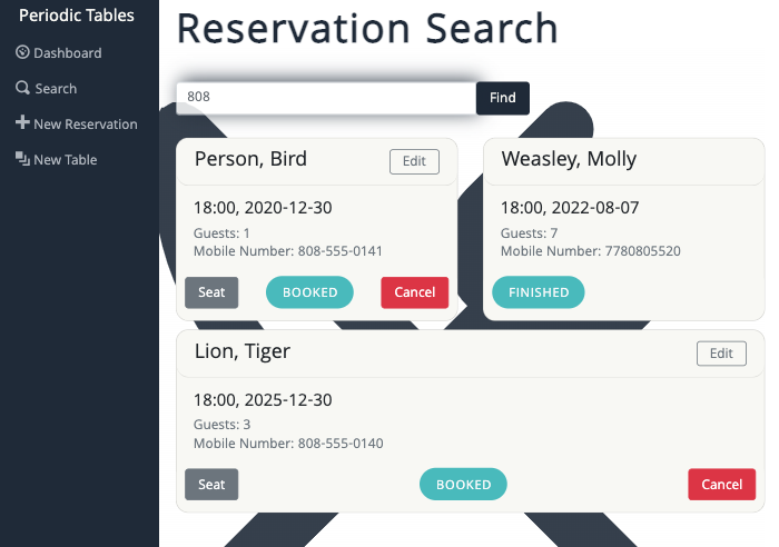 Reservation Search