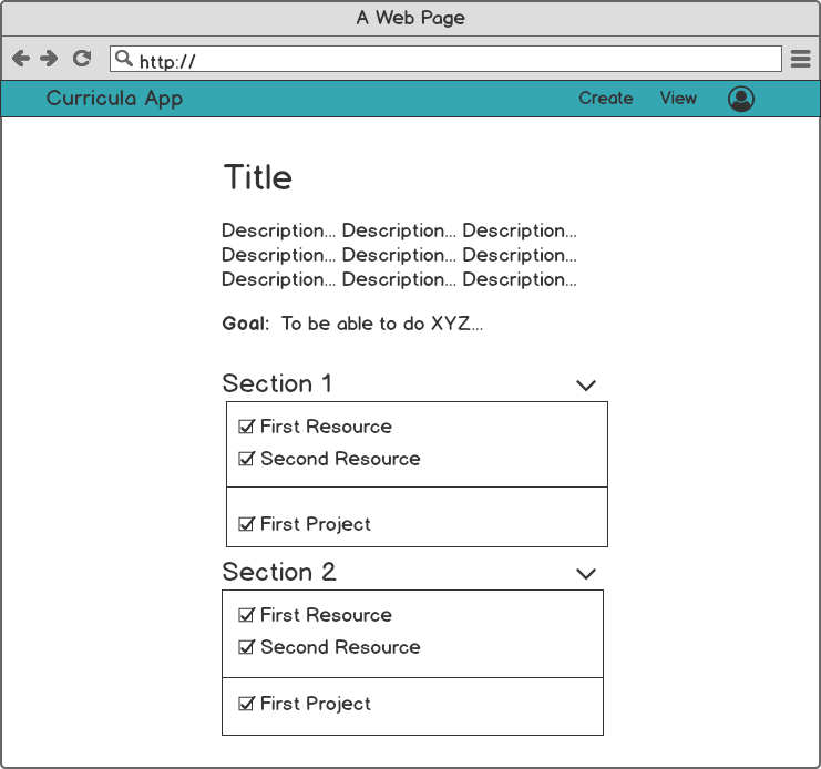 Display Curriculum Page Mockup