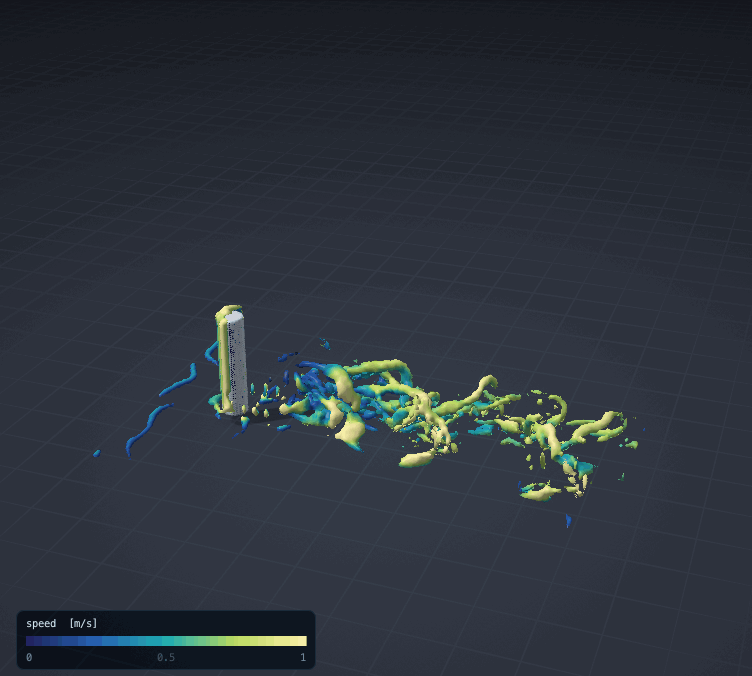 A finite cylinder standing on the ground in a stream: its three-dimensional wake of vortices