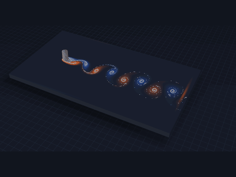 Vortices peel off a cylinder in turn, left and right, and drift away as a street of swirls