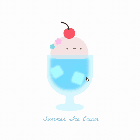 Four illustrated desserts morphing into an interactive menu