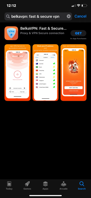BelkaVPN sign-in screen on iOS