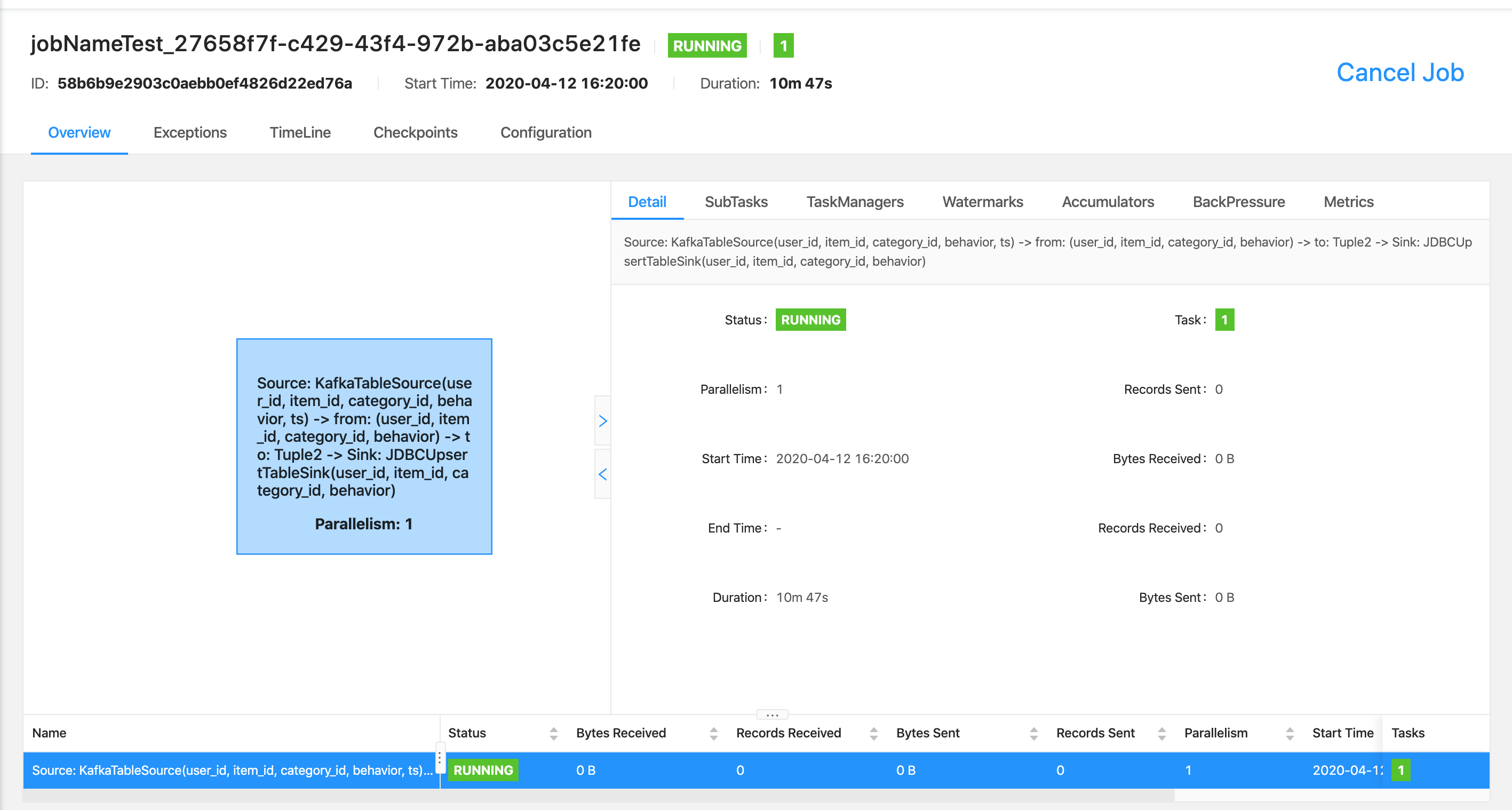 flink-standalone集群job信息