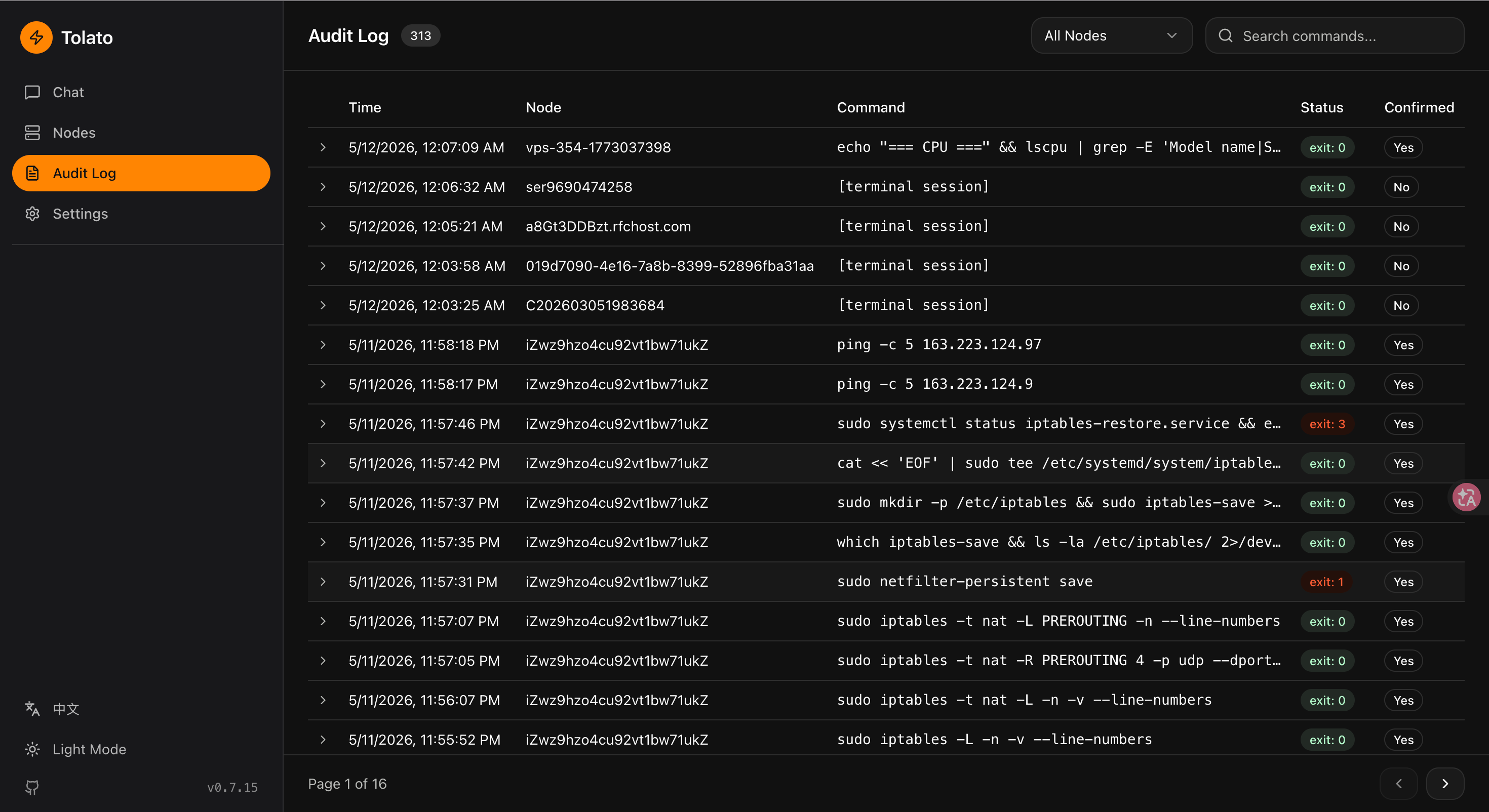 Audit log