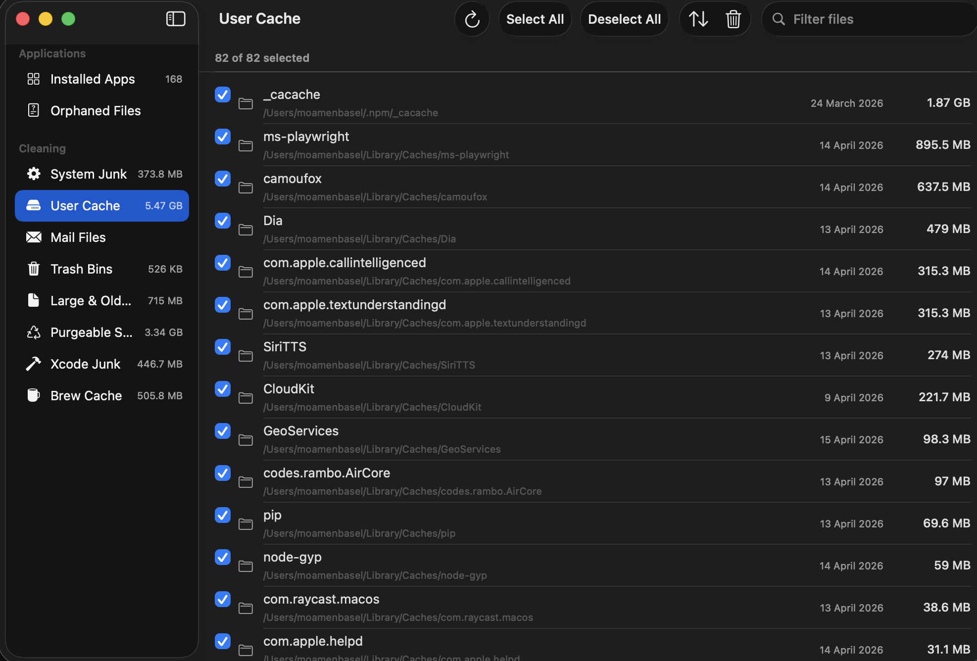 User Cache