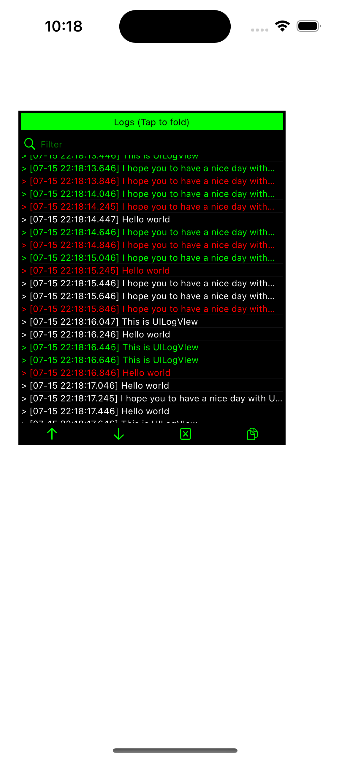 UILogView Screenshot