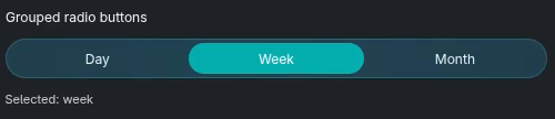 Radio group showing the active segment, backward selection, and forward selection across Day, Week, and Month