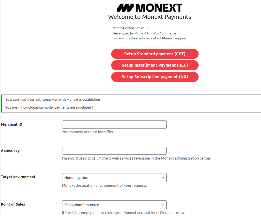 Screenshot showing payment global configuration in backoffice