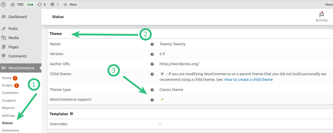 Screenshot showing theme compatibility in backoffice