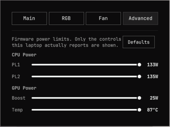 Advanced tab