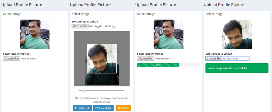 Steps of image upload - laravel-user-image-croppie