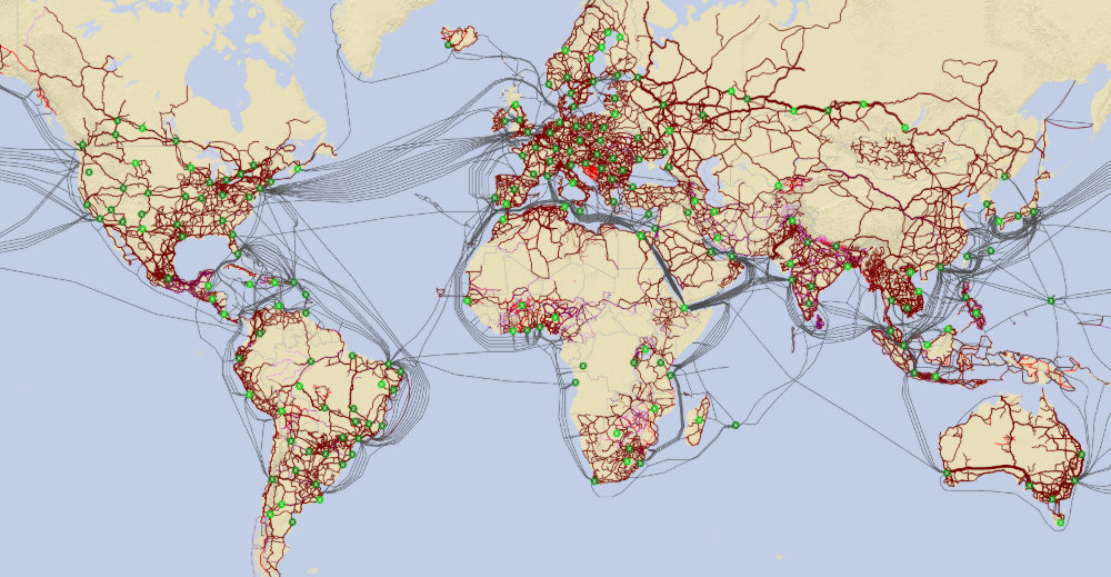 Map of internet cables