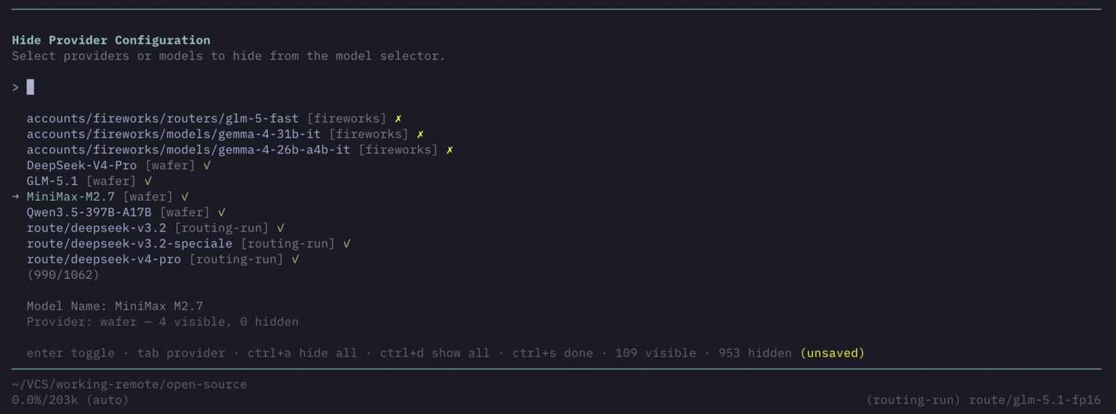 pi-hide-providers interactive model selector
