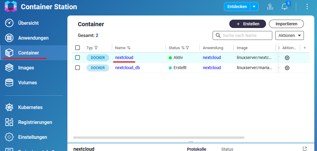 Nextcloud Container