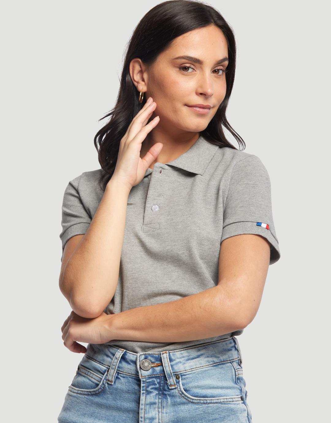Polo Manches Courtes Femme Beauvoir - Heather Grey - Face