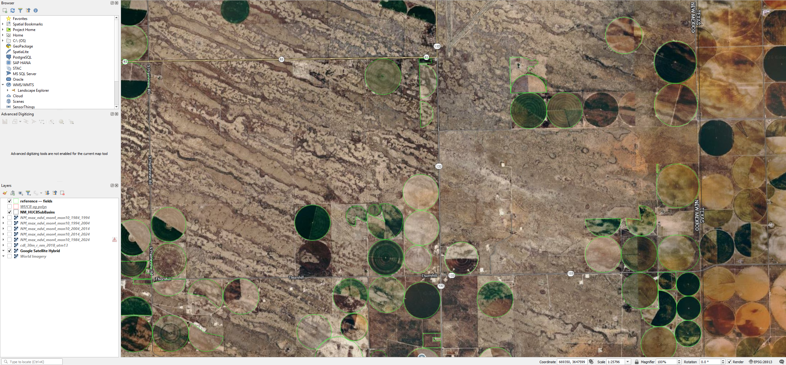 Agribound field boundaries over Lea County, NM