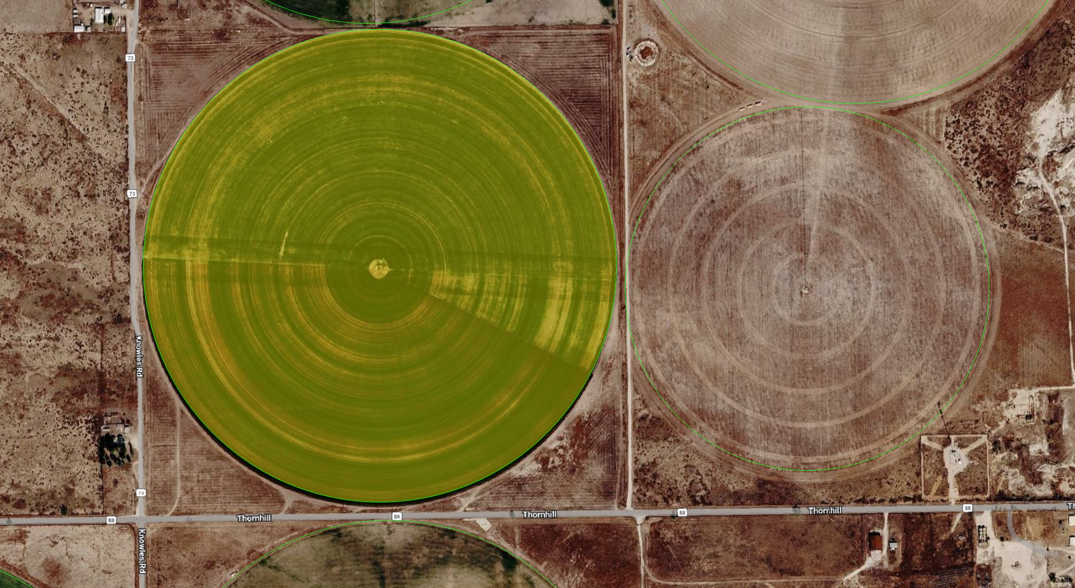 Center-pivot irrigated fields in New Mexico