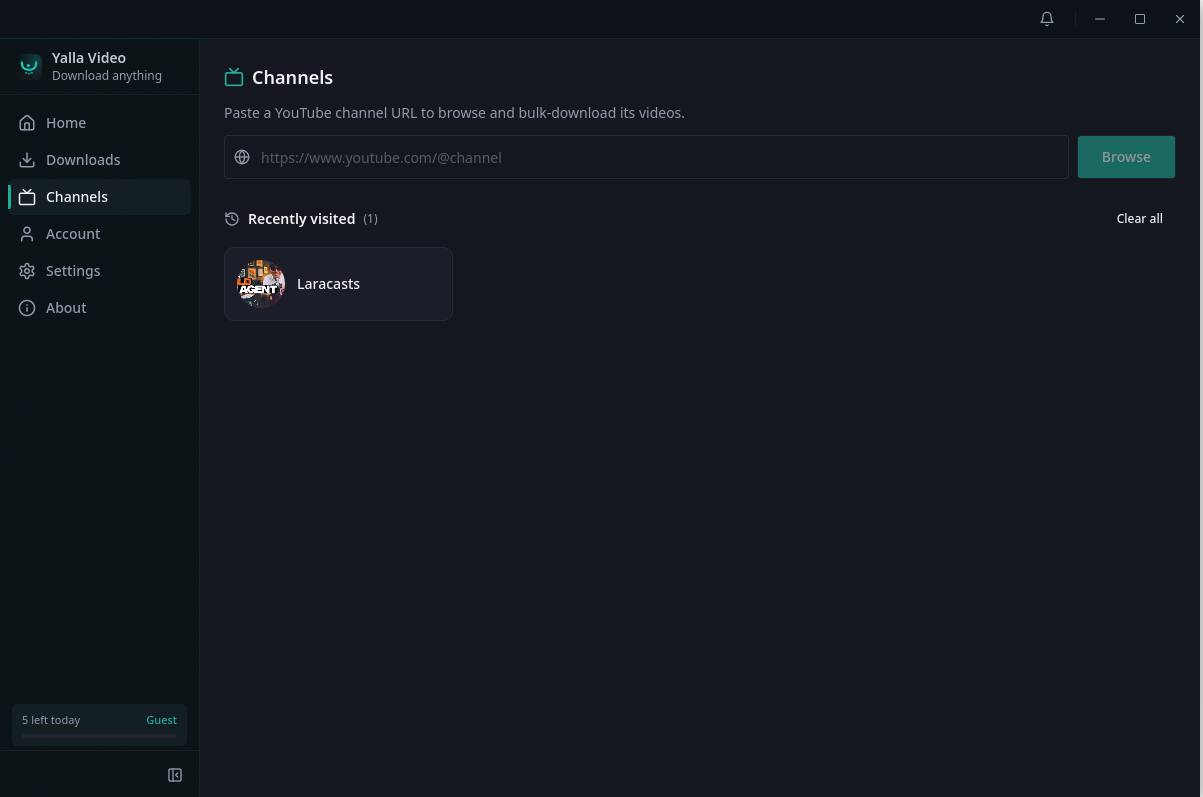 Channels view