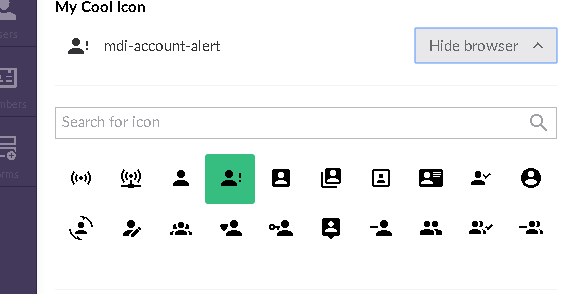 Material Design Icon data type for Umbraco in the back office