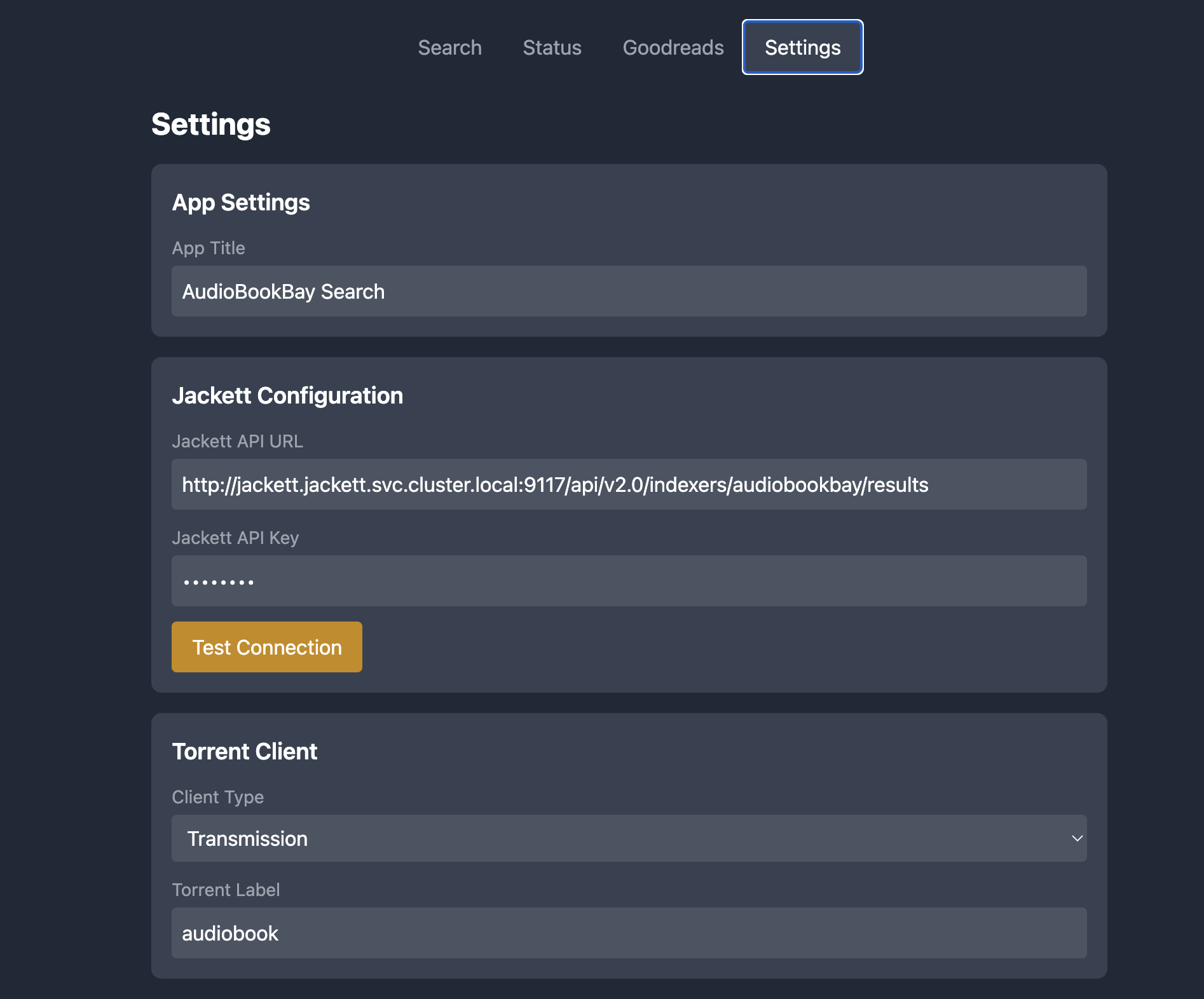 Settings Page
