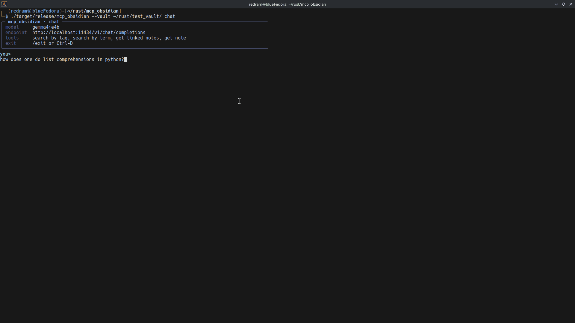 mcp-obsidian chat demo