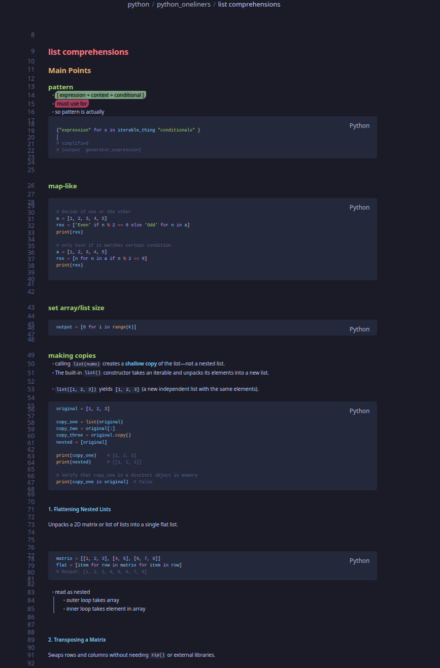 list comprehensions