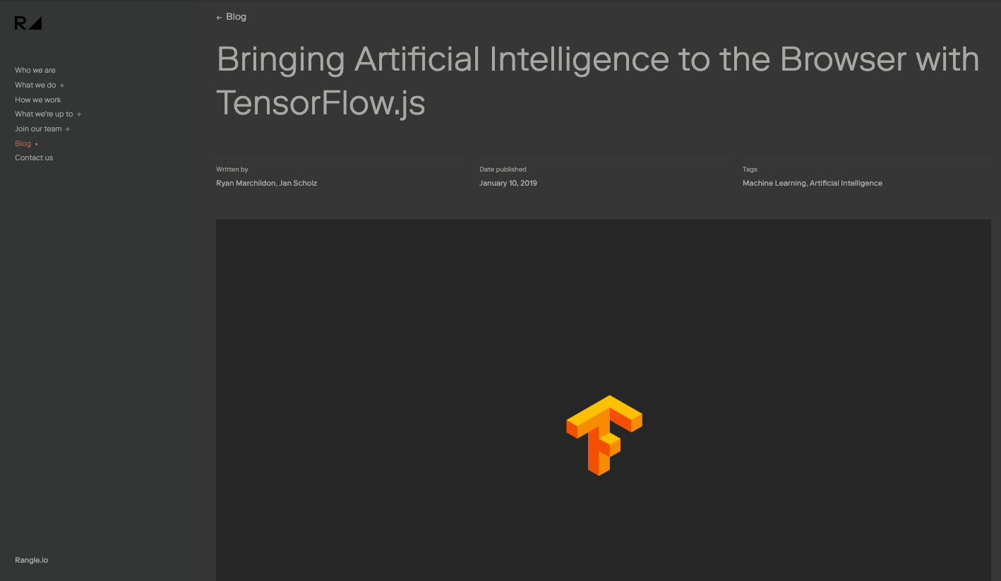 screencapture article ai rangle.io tensorflow.js