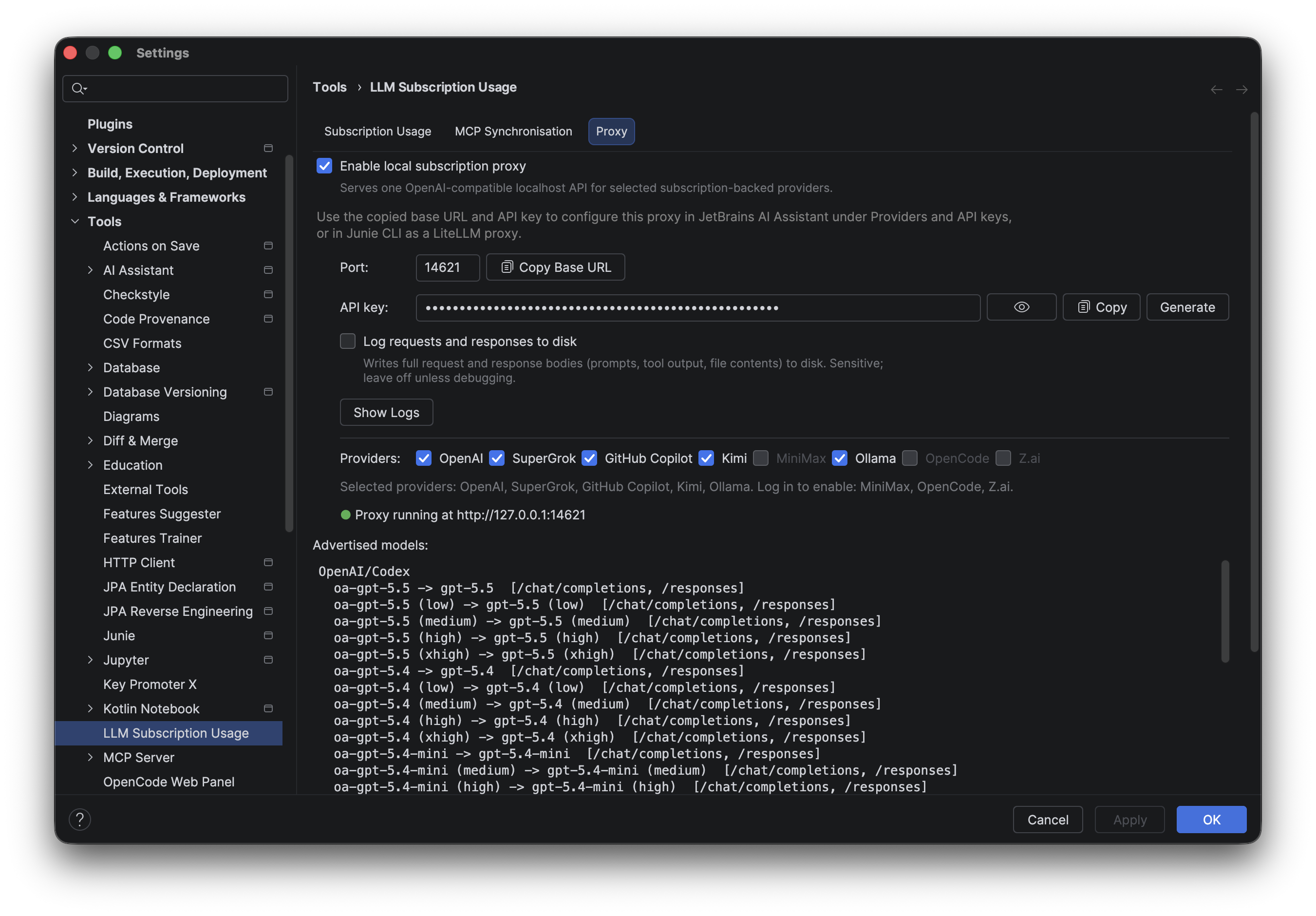 Proxy settings