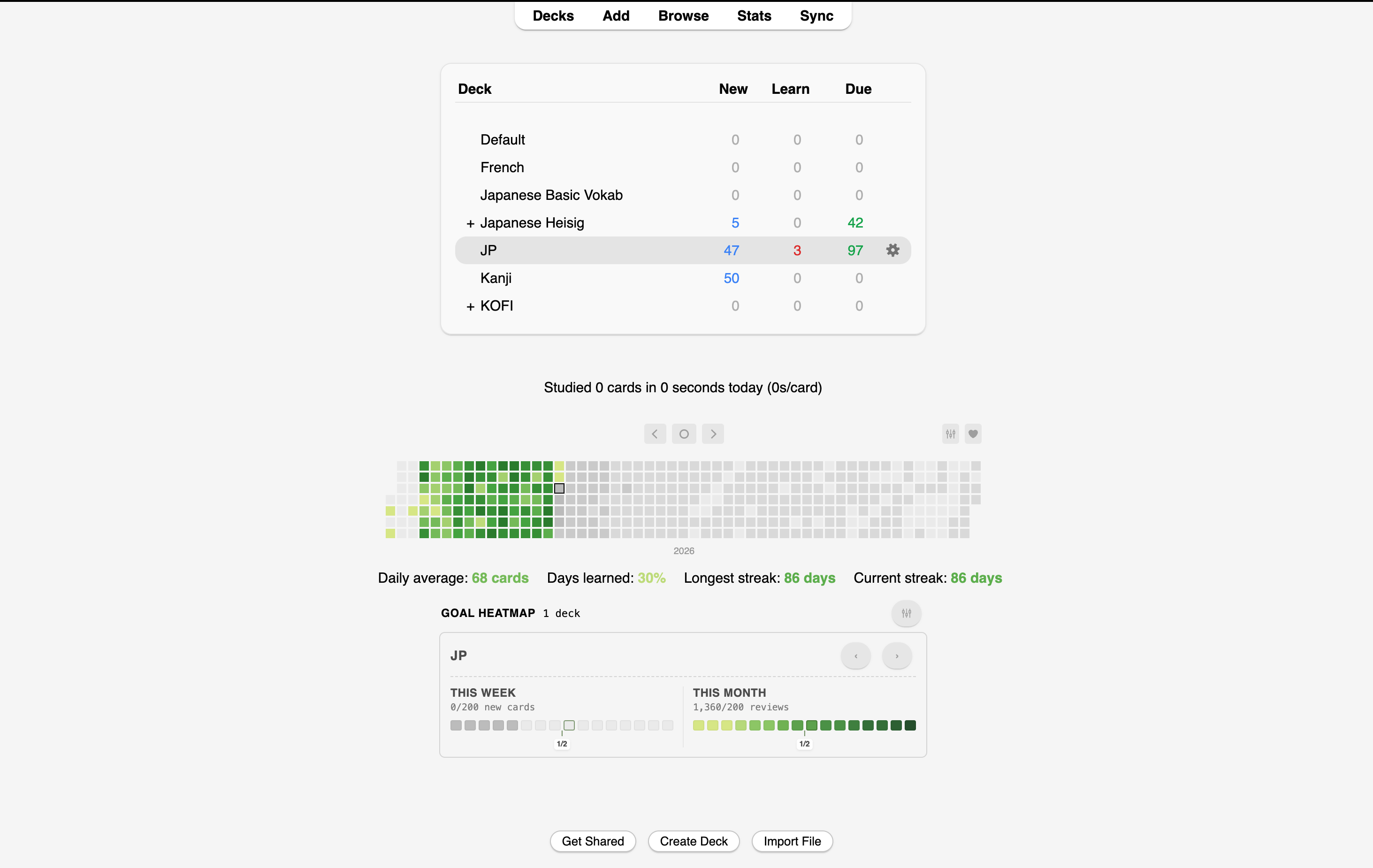 Goal Tracking Progress Bar on the Anki home screen