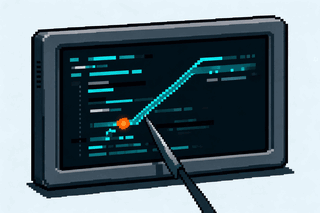 A debugger tracing execution to an orange breakpoint