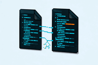 Two binary files compared with a changed block highlighted
