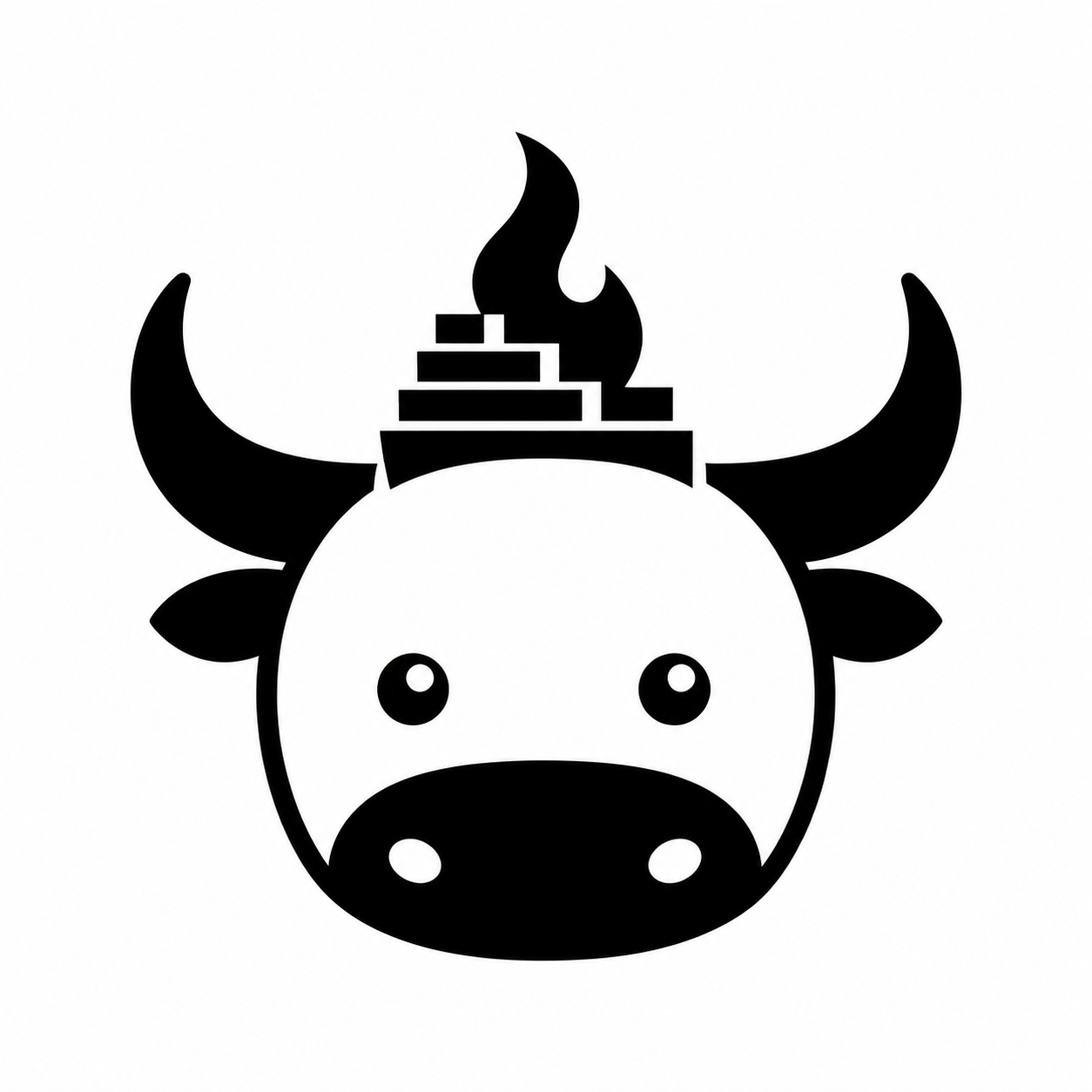 flameox mascot: an ox with a flame graph between its horns
