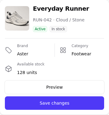 Mobile product header in light mode