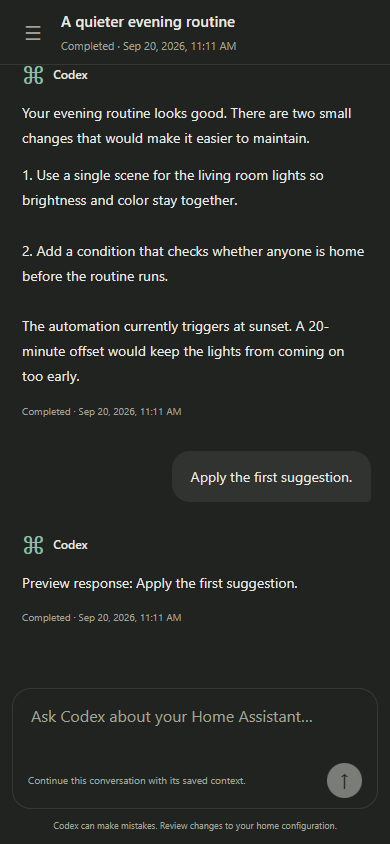 Mobile chat interface in dark mode